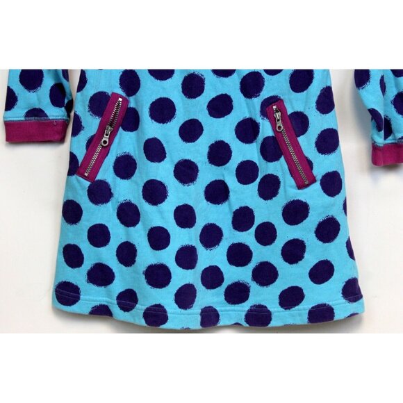 Hanna Andersson Blue Purple Polka Dot Girls Dress Sz 110 US 5 Long Sleeve - Picture 3 of 7